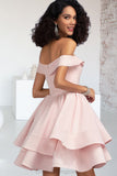 Kasey A-line Short/Mini Stretch Crepe Homecoming Dress With Cascading Ruffles STIP0020540