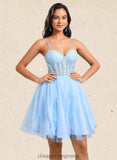 Rosemary Ball-Gown/Princess Sweetheart Short Lace Tulle Homecoming Dress With Ruffle STIP0025707