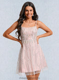 Pat A-line Scoop Mini Sequin Homecoming Dress With Sequins Beading STIP0025689