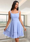 Harper A-line Scoop Short Chiffon Homecoming Dress With Pleated STIP0025654