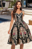 Kim A-line V-Neck Knee-Length Lace Satin Homecoming Dress With Flower STIP0020521