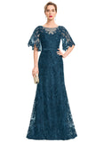 Emilee Sheath/Column Scoop Illusion Floor-Length Lace Evening Dress STIP0020948