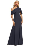 Virginia Trumpet/Mermaid Asymmetrical Floor-Length Chiffon Evening Dress With Pleated STIP0020825