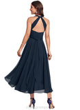 Jill A-line One Shoulder V-Neck Asymmetrical Chiffon Cocktail Dress STIP0020773