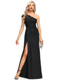 Lorena Sheath/Column One Shoulder Floor-Length Lace Jersey Evening Dress With Pleated STIP0020884