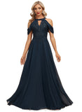 Luz A-line Cold Shoulder Scoop Floor-Length Chiffon Lace Evening Dress With Sequins STIP0020808