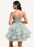 Rosemary Ball-Gown/Princess V-Neck Short Tulle Lace Homecoming Dress STIP0025671