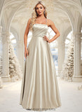 Leyla A-line Square Floor-Length Satin Bridesmaid Dress STIP0025789