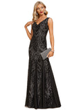 Aria Trumpet/Mermaid V-Neck Floor-Length Chiffon Sequin Evening Dress STIP0020862