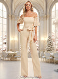 Raquel Jumpsuit/Pantsuit Off the Shoulder Square Floor-Length Chiffon Bridesmaid Dress STIP0025791