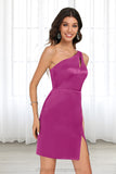 Hedda Bodycon One Shoulder Short/Mini Satin Homecoming Dress STIP0020507