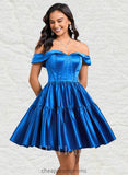 Zion Ball-Gown/Princess Off the Shoulder Short Satin Homecoming Dress STIP0025680