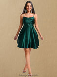 Ellie A-line Cowl Short Stretch Satin Homecoming Dress STIP0025664