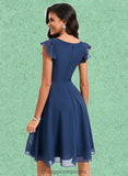 Shaylee A-line V-Neck Knee-Length Chiffon Homecoming Dress With Ruffle STIP0025684