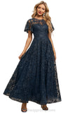 Addyson A-line Scoop Illusion Ankle-Length Lace Evening Dress With Sequins STIP0020798