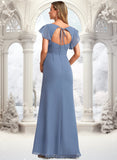 Kiara A-line V-Neck Floor-Length Chiffon Bridesmaid Dress With Ruffle STIP0025729