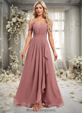 Hannah A-line Cold Shoulder Asymmetrical Chiffon Bridesmaid Dress STIP0025823