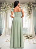 Penny A-line Cowl Floor-Length Chiffon Bridesmaid Dress With Bow STIP0025738