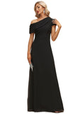 Alia A-line Asymmetrical Floor-Length Chiffon Evening Dress With Pleated STIP0020774