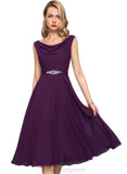 Winnie A-line Cowl Knee-Length Chiffon Cocktail Dress With Beading Sequins STIP0020967