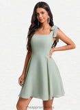 Anastasia A-line Square Short Chiffon Homecoming Dress With Bow STIP0025655