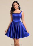 Gill A-line Square Short Satin Homecoming Dress With Bow STIP0025672