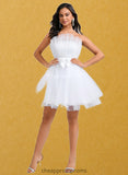 Destinee Ball-Gown/Princess Asymmetrical Short Tulle Homecoming Dress With Bow STIP0025709