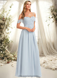 Zoey A-line Cold Shoulder Floor-Length Chiffon Bridesmaid Dress With Ruffle STIP0025723