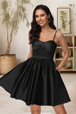 Terri A-line Sweetheart Short/Mini Satin Homecoming Dress STIP0020497