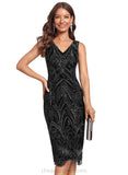 Janae Bodycon V-Neck Knee-Length Sequin Cocktail Dress STIP0020980