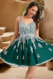 Riley A-line V-Neck Short/Mini Lace Tulle Homecoming Dress STIP0020468