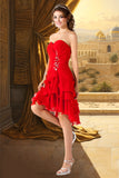 Giana A-line Sweetheart Asymmetrical Chiffon Homecoming Dress With Beading Ruffle STIP0020599