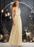 Pauline A-line Cowl Floor-Length Stretch Satin Bridesmaid Dress STIP0025764