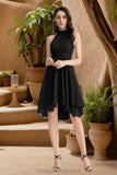 Cora A-line Scoop Asymmetrical Chiffon Homecoming Dress With Pleated STIP0020513