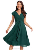 Judith A-line V-Neck Knee-Length Chiffon Cocktail Dress STIP0020779