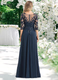 Briana A-line V-Neck Floor-Length Chiffon Lace Mother of the Bride Dress With Sequins STIP0021624