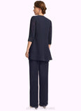 Miracle Jumpsuit/Pantsuit Separates Scoop Floor-Length Chiffon Lace Mother of the Bride Dress With Sequins STIP0021637