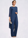 Alexa Jumpsuit/Pantsuit Separates Scoop Floor-Length Chiffon Mother of the Bride Dress With Beading Sequins STIP0021647