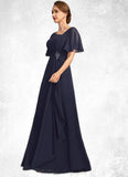 Tamia A-line Asymmetrical Floor-Length Chiffon Mother of the Bride Dress With Beading Pleated Sequins STIP0021660