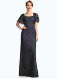 Adyson Sheath/Column Square Floor-Length Lace Mother of the Bride Dress With Sequins STIP0021665