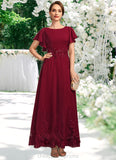 Sidney A-line Scoop Ankle-Length Chiffon Lace Mother of the Bride Dress With Sequins STIP0021676