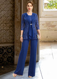 Savannah Jumpsuit/Pantsuit Separates Scoop Floor-Length Chiffon Lace Mother of the Bride Dress STIP0021703