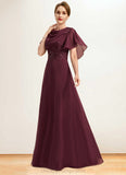 Bailey A-line Scoop Floor-Length Chiffon Mother of the Bride Dress With Appliques Lace Sequins STIP0021707