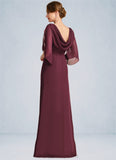 Suzanne Sheath/Column Scoop Floor-Length Chiffon Mother of the Bride Dress With Beading Pleated STIP0021708