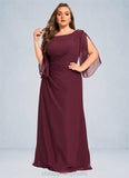 Suzanne Sheath/Column Scoop Floor-Length Chiffon Mother of the Bride Dress With Beading Pleated STIP0021708