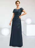 Lillian Sheath/Column Scoop Illusion Floor-Length Chiffon Lace Mother of the Bride Dress With Sequins STIP0021709