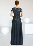 Lillian Sheath/Column Scoop Illusion Floor-Length Chiffon Lace Mother of the Bride Dress With Sequins STIP0021709