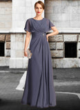 Christina A-line Scoop Floor-Length Chiffon Mother of the Bride Dress With Beading Pleated STIP0021717