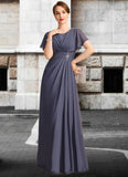 Christina A-line Scoop Floor-Length Chiffon Mother of the Bride Dress With Beading Pleated STIP0021717