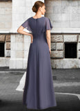 Christina A-line Scoop Floor-Length Chiffon Mother of the Bride Dress With Beading Pleated STIP0021717